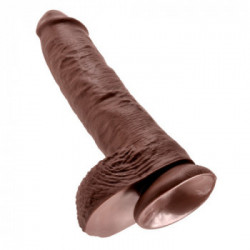 King Cock 10 With Balls Brown - Dildo Realistico con Testicoli e Ventosa