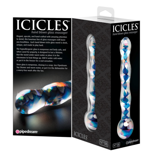 Icicles N8 - Dildo in Vetro, 14,5 cm, Ø 3,5 cm