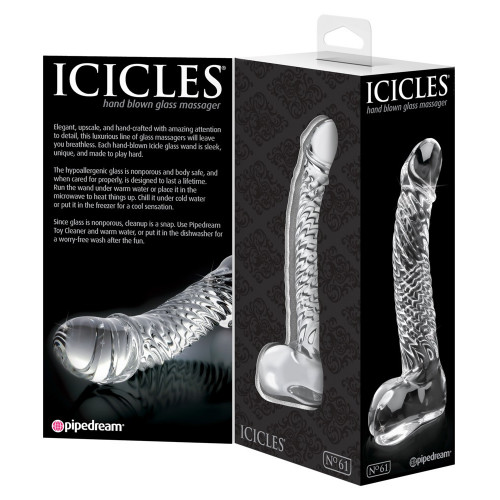 Icicles N61 - Dildo in Vetro, 12,5 cm, Ø 3 cm