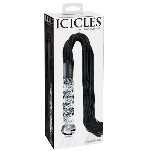 Icicles N38 - Dildo in Vetro con Frustino in Pelle
