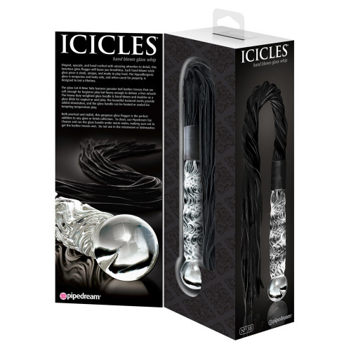 Icicles N38 - Dildo in Vetro con Frustino in Pelle