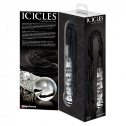 Icicles N38 - Dildo in Vetro con Frustino in Pelle