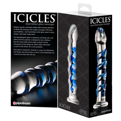 Icicles N5 - Dildo in Vetro, 16,5 cm. Ø da 3 cm