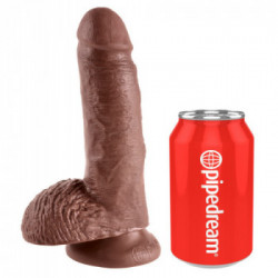 King Cock 7 With Balls Brown - Dildo Realistico con Testicoli e Ventosa, Marrone