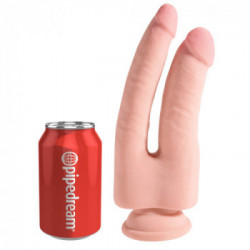 King Cock Plus 9.5 Triple Density Double Penetrator - Dildo Realistico Doppio, Ventosa