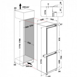 Hotpoint BCB 7030 D2 - Frigorifero Combinato da Incasso, 273 Litri, Classse E