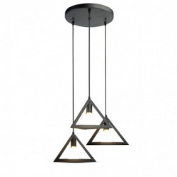 Trio Geometric Black Pendant Light E27 With Black Canopy