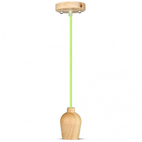 Wooden Pendant Light Green Wire