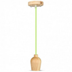 Wooden Pendant Light Green Wire