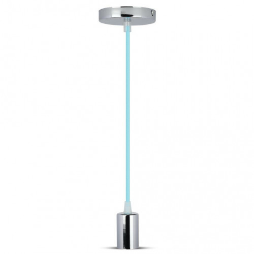 Chrome Metal Cup Pendant Light Blue