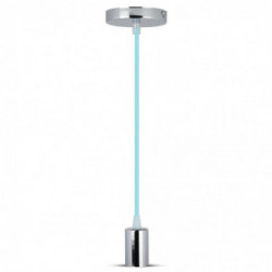 Chrome Metal Cup Pendant Light Blue