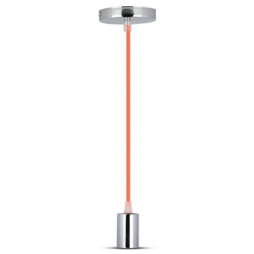 Chrome Metal Cup Pendant Light Orange