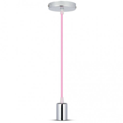 Chrome Metal Cup Pendant Light Pink
