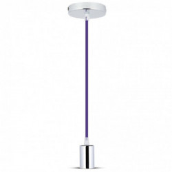 Chrome Metal Cup Pendant Light Purple