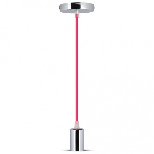 Chrome Metal Cup Pendant Light Rose Red