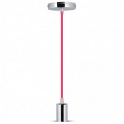 Chrome Metal Cup Pendant Light Rose Red