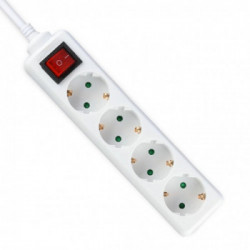 4 Ways Socket With Switch (3G 1.5MM2 X 5M) Polybag With Card White