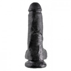 King Cock 8 With Balls Black - Dildo Realistico con Testicoli e Ventosa, Nero, Lunghezza Totale 21 cm, Ø 5,1 cm
