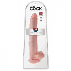 King Cock 14 With Balls - Dildo Realistico con Testicoli e Ventosa, Lunghezza Totale 35,6 cm, Ø 6 cm