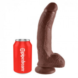King Cock 9 With Balls Brown - Dildo Realistico con Testicoli e Ventosa, Curvo, Marrone, 22,9 cm, Ø 5,1 cm