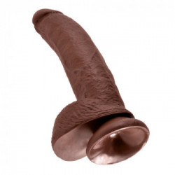 King Cock 9 With Balls Brown - Dildo Realistico con Testicoli e Ventosa, Curvo, Marrone, 22,9 cm, Ø 5,1 cm