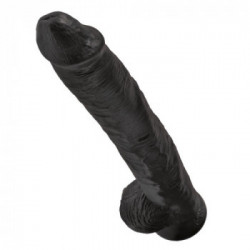 King Cock 15 With Balls Dark - Dildo Realistico con Testicoli e Ventosa, Extra Grande