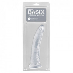 Basix Rubber Slim Seven 7 Clear - Dildo Realistico con Ventosa, Trasparente, 17,8 cm, Ø 4 cm