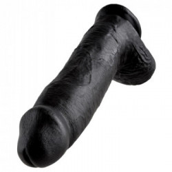 King Cock 12 With Balls Black - Dildo Realistico con Testicoli e Ventosa, Nero, 30,5 cm, Ø 7,6 cm