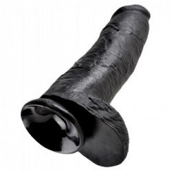King Cock 12 With Balls Black - Dildo Realistico con Testicoli e Ventosa, Nero, 30,5 cm, Ø 7,6 cm