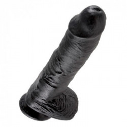 King Cock 10 With Balls Black - Dildo Realistico con Testicoli e Ventosa, Nero, 25,4 cm, Ø 5,1 cm
