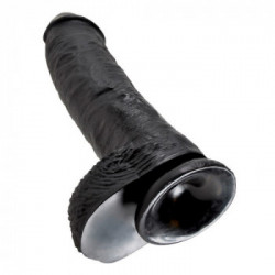 King Cock 10 With Balls Black - Dildo Realistico con Testicoli e Ventosa, Nero, 25,4 cm, Ø 5,1 cm