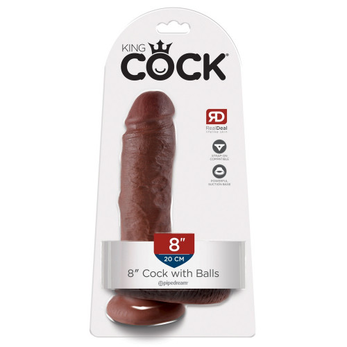 King Cock 8 With Balls Brown - Dildo Realistico...