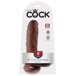 King Cock 8 With Balls Brown - Dildo Realistico con Testicoli e Ventosa, Lunghezza Totale 21 cm, Ø 5,1 cm