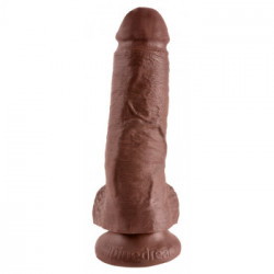 King Cock 8 With Balls Brown - Dildo Realistico con Testicoli e Ventosa, Lunghezza Totale 21 cm, Ø 5,1 cm