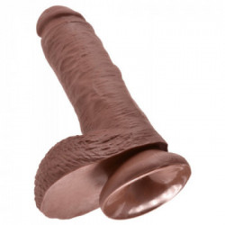 King Cock 8 With Balls Brown - Dildo Realistico con Testicoli e Ventosa, Lunghezza Totale 21 cm, Ø 5,1 cm