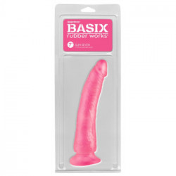 Basix Rubber Slim Seven 7 Pink - Dildo Realistico con Ventosa, 17,8 cm, Ø 4 cm
