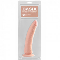 Basix Rubber Slim Seven 7 - Dildo Realistico con Ventosa, Curvo, 20,5 cm , Ø 2,6-4,4 cm