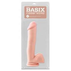 Basix Rubber Dong With Suction Cup 12 - Dildo Realistico con Testicoli e Ventosa, Grande, 24,1 cm, Ø 5,6-6,3 cm