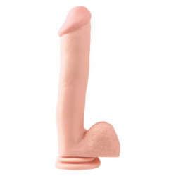 Basix Rubber Dong With Suction Cup 12 - Dildo Realistico con Testicoli e Ventosa, Grande, 24,1 cm, Ø 5,6-6,3 cm