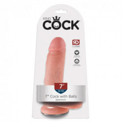 King Cock 7 With Balls - Dildo Realistico con Testicoli e Ventosa, 13,5 cm, Ø 4,6 cm