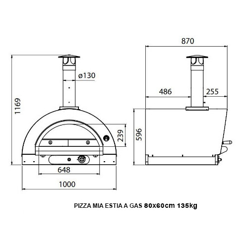 Clementi/Pizza Mia - Forno a Gas Estia, 80X60,...