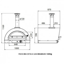 Clementi/Pizza Mia - Forno a Gas Estia, 80X60, Antracite