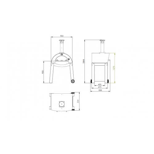 Pizza Mia - Forno a Legna Ischia, 70X50, Antracite