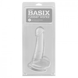 Basix Rubber Suction Cup Dong 8 Clear - Dildo Realistico con Ventosa e Testicoli, Impermeabile, Splashproof, 15,2 cm