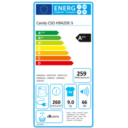 Candy CSOE H9A2DE-S - Asciugatrice a Caricamento Frontale, 9 Kg, Bianco, Classe A++