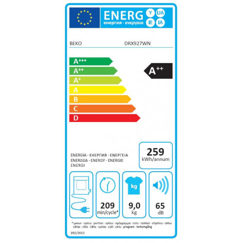 Beko DRX927WN - Asciugatrice a Pompa di Calore,...