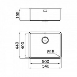 Foster 2155 850 - Lavello KE Sottotop, Inox spazzolato, 54x44 cm