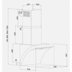 Silverline 3433 - Cappa Aspirante a Parete, Nero, Acciaio Inox, 80 cm, 742 m³/h, Classe A+, 3433.8.733.01