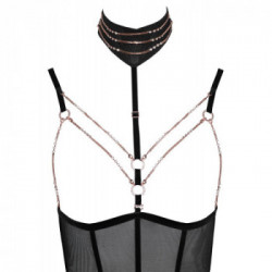 Abierta Fina Decoration - Body con Seno e Vagina Scoperti, Colore Nero, Taglia L