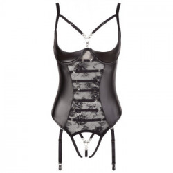 Abierta Fina String - Body a Stringhe con Bretelle Rimovili, Seno Scoperto, Taglia 75B/S